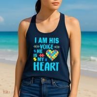 Autism I Am His Voice He Is My Heart Women's Tank Top thumb 2