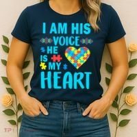 Autism I Am His Voice He Is My Heart Women's T-Shirt thumb 2