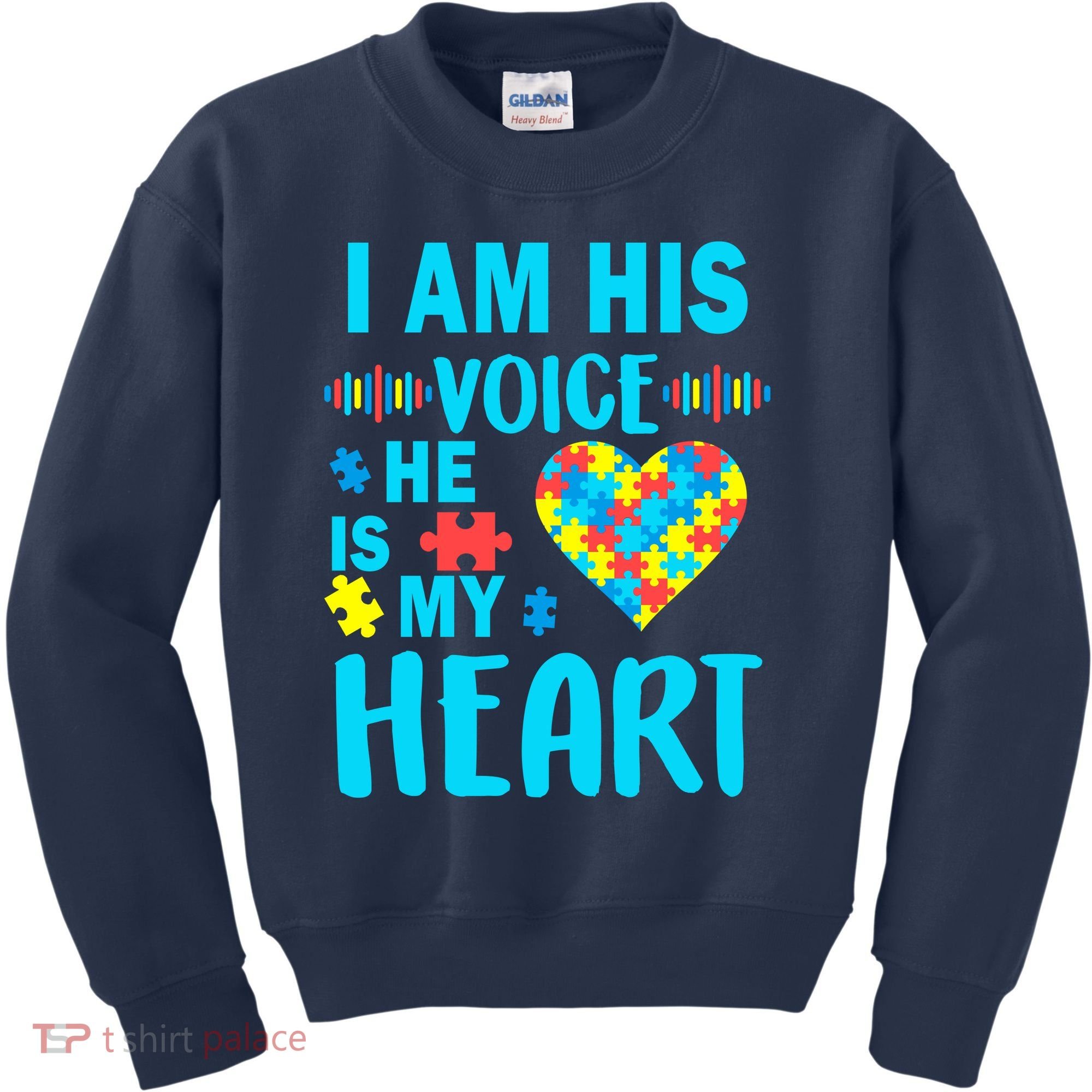 Autism I Am His Voice He Is My Heart Kids Sweatshirt