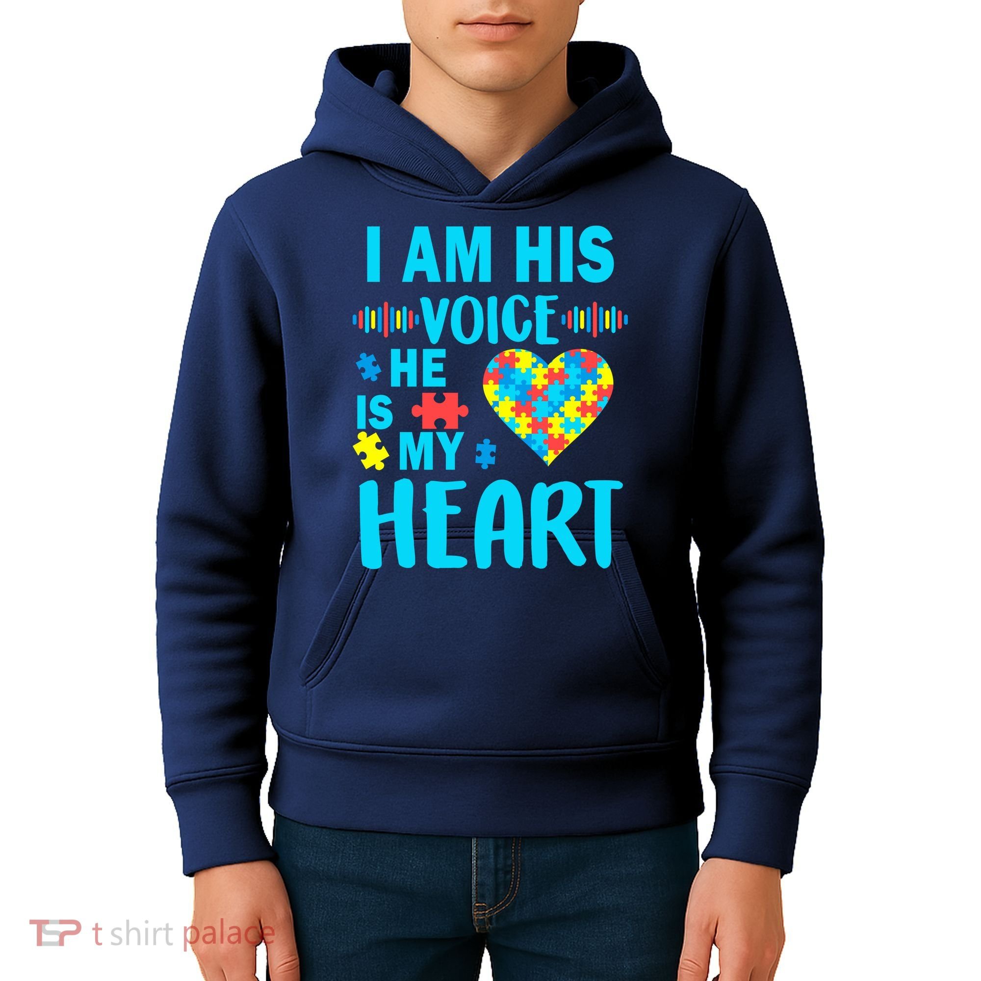 Autism I Am His Voice He Is My Heart Kids Hoodie