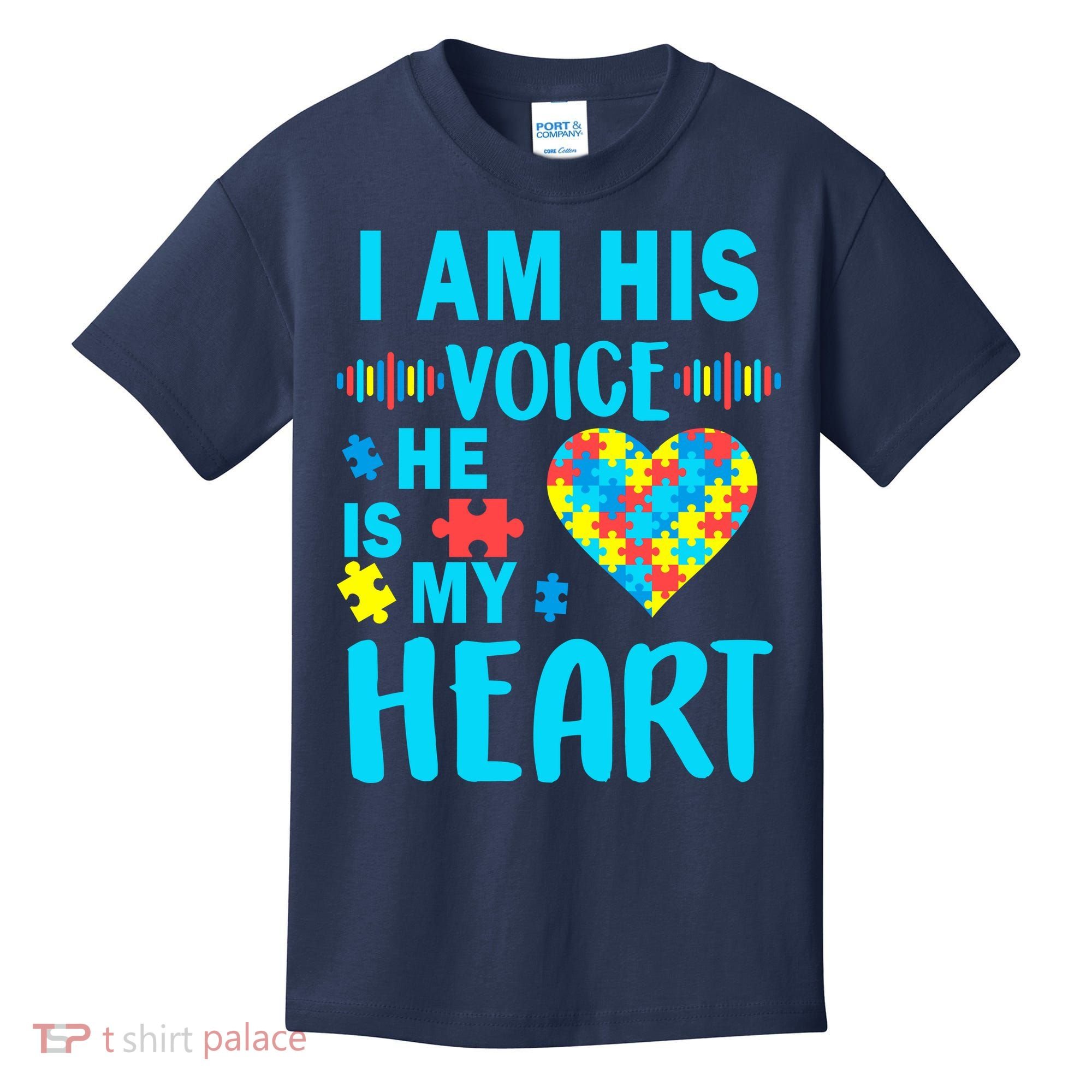 Autism I Am His Voice He Is My Heart Kids T-Shirt