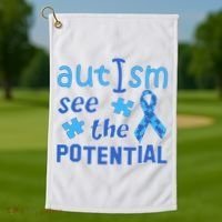 Autism I See The Potential Golf Towel thumb 1