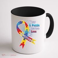 Autism I Wear A Puzzle Because I Love My Brother Coffee Mug thumb 1