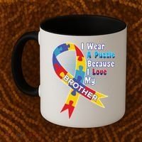 Autism I Wear A Puzzle Because I Love My Brother Coffee Mug thumb 2