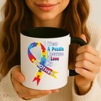 Autism I Wear A Puzzle Because I Love My Brother Coffee Mug thumb 3