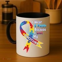 Autism I Wear A Puzzle Because I Love My Brother Coffee Mug thumb 4