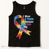 Autism I Wear A Puzzle Because I Love My Brother Tank Top thumb 2