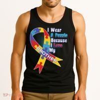 Autism I Wear A Puzzle Because I Love My Brother Tank Top thumb 3