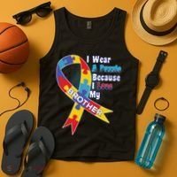 Autism I Wear A Puzzle Because I Love My Brother Tank Top thumb 4