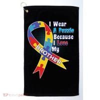 Autism I Wear A Puzzle Because I Love My Brother Golf Towel thumb 0