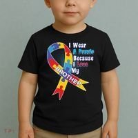 Autism I Wear A Puzzle Because I Love My Brother Toddler T-Shirt thumb 2
