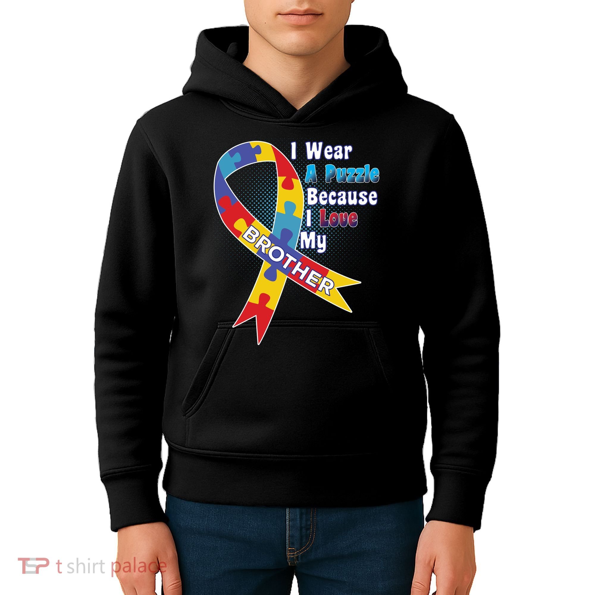 Autism I Wear A Puzzle Because I Love My Brother Kids Hoodie