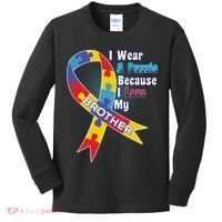 Autism I Wear A Puzzle Because I Love My Brother Kids Long Sleeve Shirt thumb 0