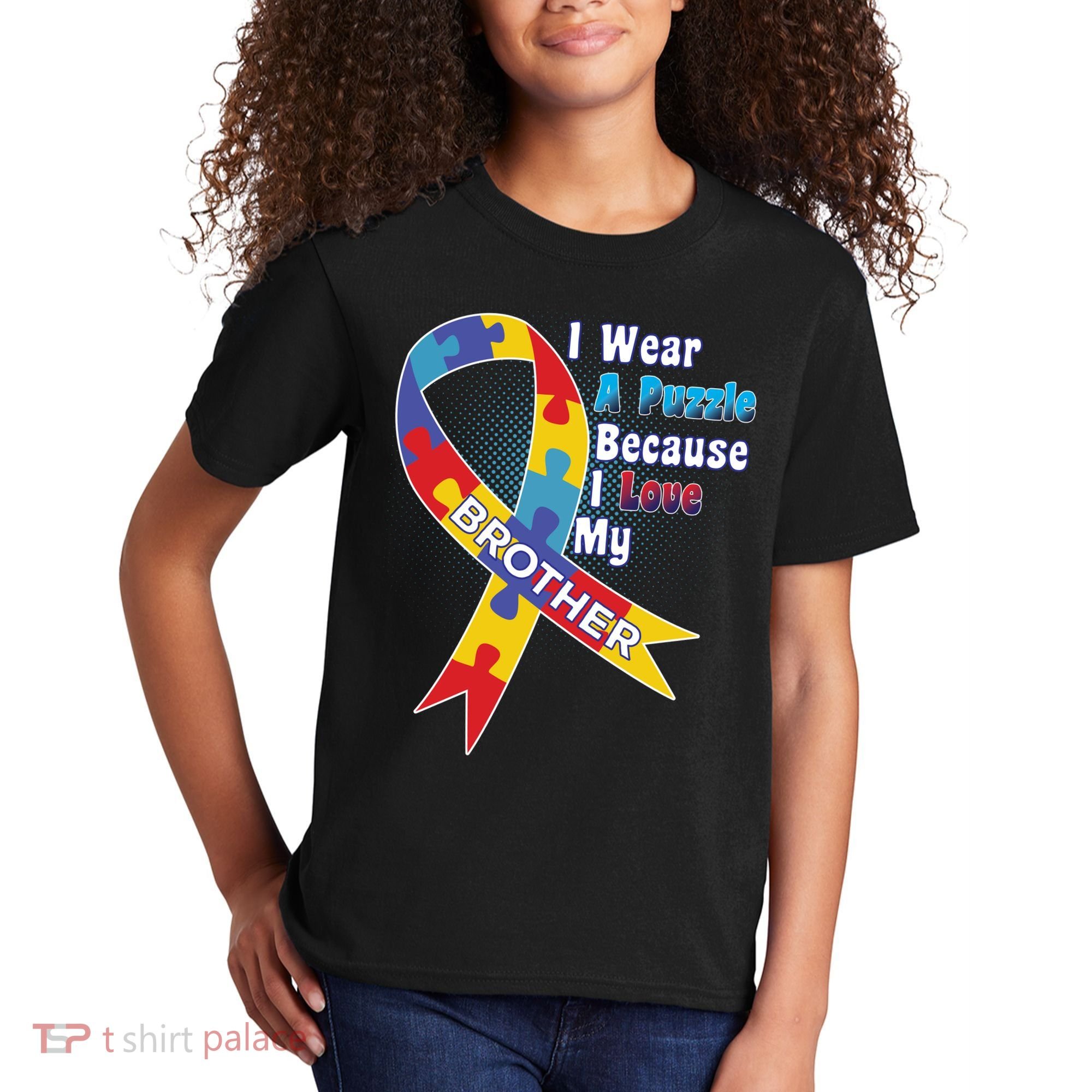 Autism I Wear A Puzzle Because I Love My Brother Kids T-Shirt