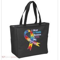 Autism I Wear A Puzzle Because I Love My Brother Tote Bag thumb 2