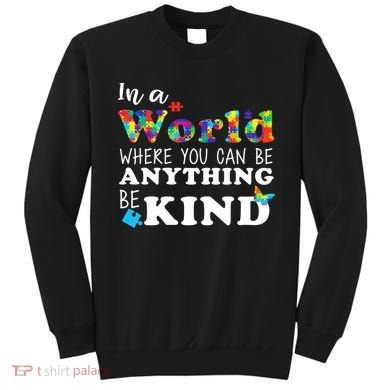 Autism In A World Where You Can Be Anything Be Kind Sweatshirt