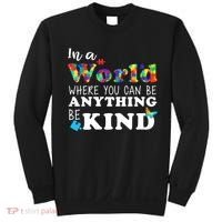 Autism In A World Where You Can Be Anything Be Kind Sweatshirt thumb 0