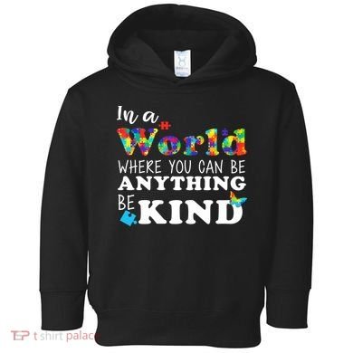 Autism In A World Where You Can Be Anything Be Kind Toddler Hoodie