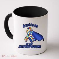 Autism Is My Superpower Super Hero Cape Coffee Mug thumb 0