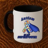 Autism Is My Superpower Super Hero Cape Coffee Mug thumb 2
