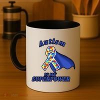 Autism Is My Superpower Super Hero Cape Coffee Mug thumb 4