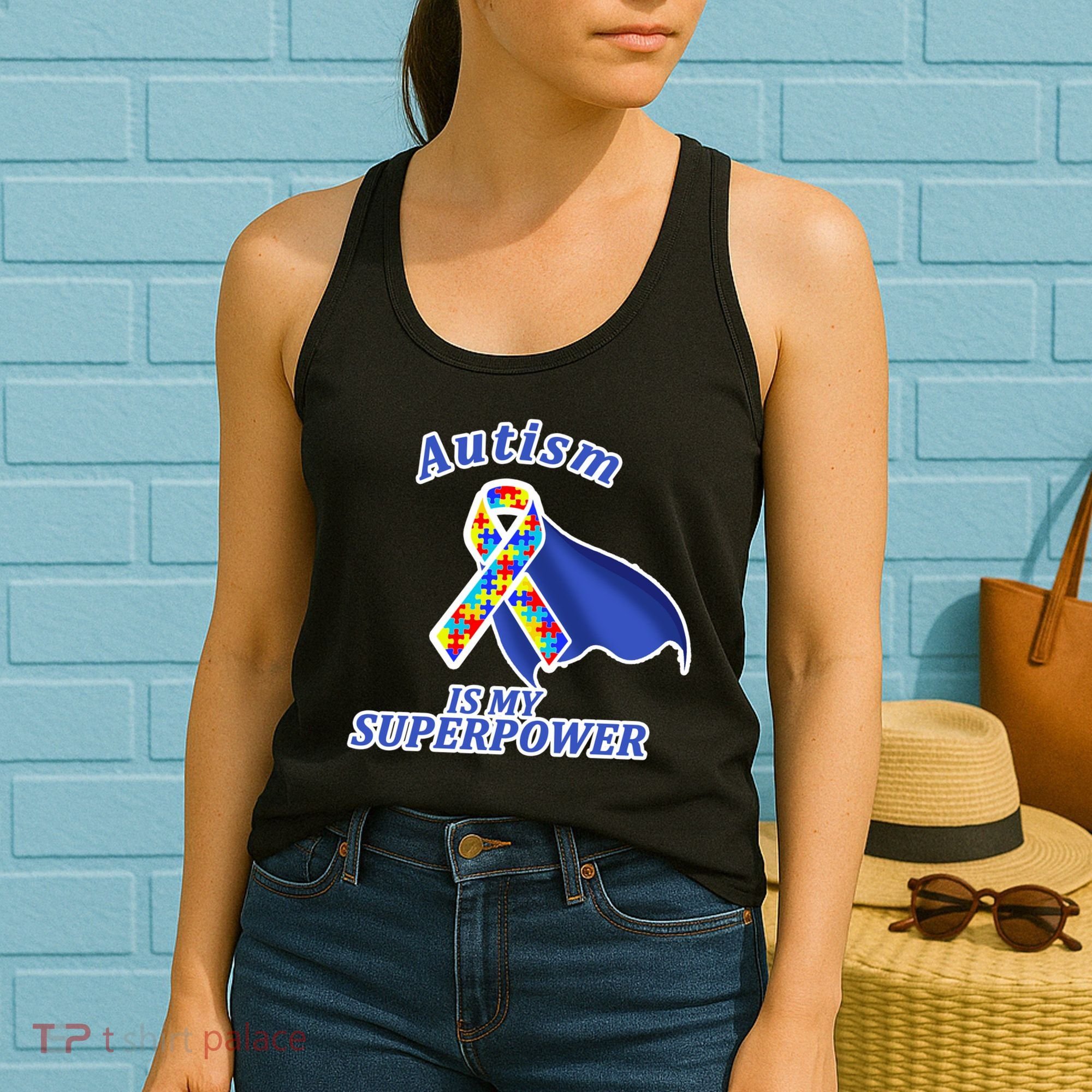 Autism Is My Superpower Super Hero Cape Women's Tank Top