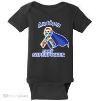 Autism Is My Superpower Super Hero Cape Baby Bodysuit thumb 0