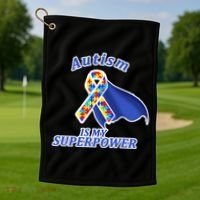 Autism Is My Superpower Super Hero Cape Golf Towel thumb 1