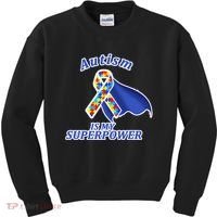 Autism Is My Superpower Super Hero Cape Kids Sweatshirt thumb 0