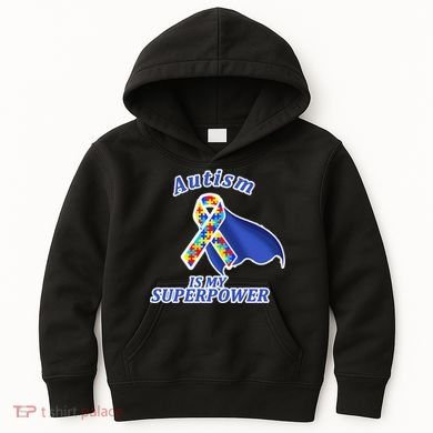 Autism Is My Superpower Super Hero Cape Kids Hoodie