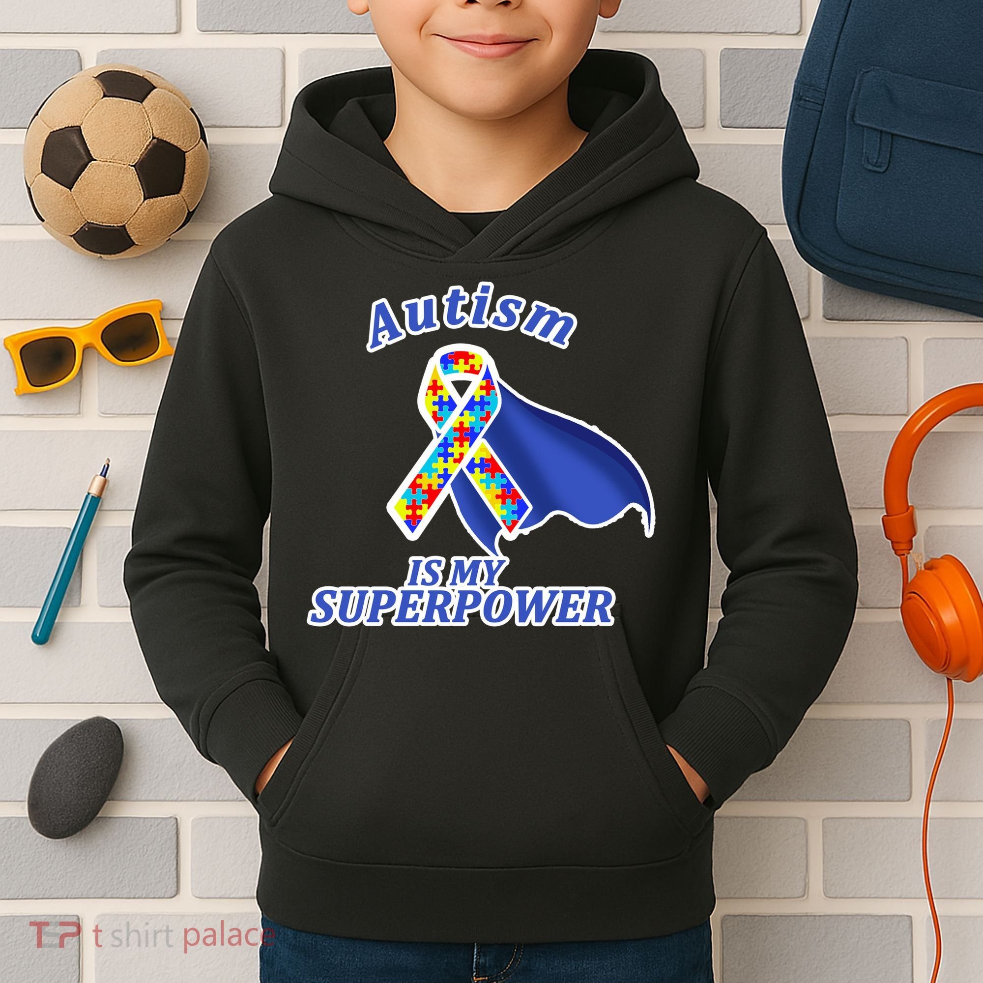 Autism Is My Superpower Super Hero Cape Kids Hoodie
