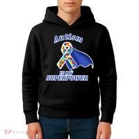 Autism Is My Superpower Super Hero Cape Kids Hoodie thumb 4