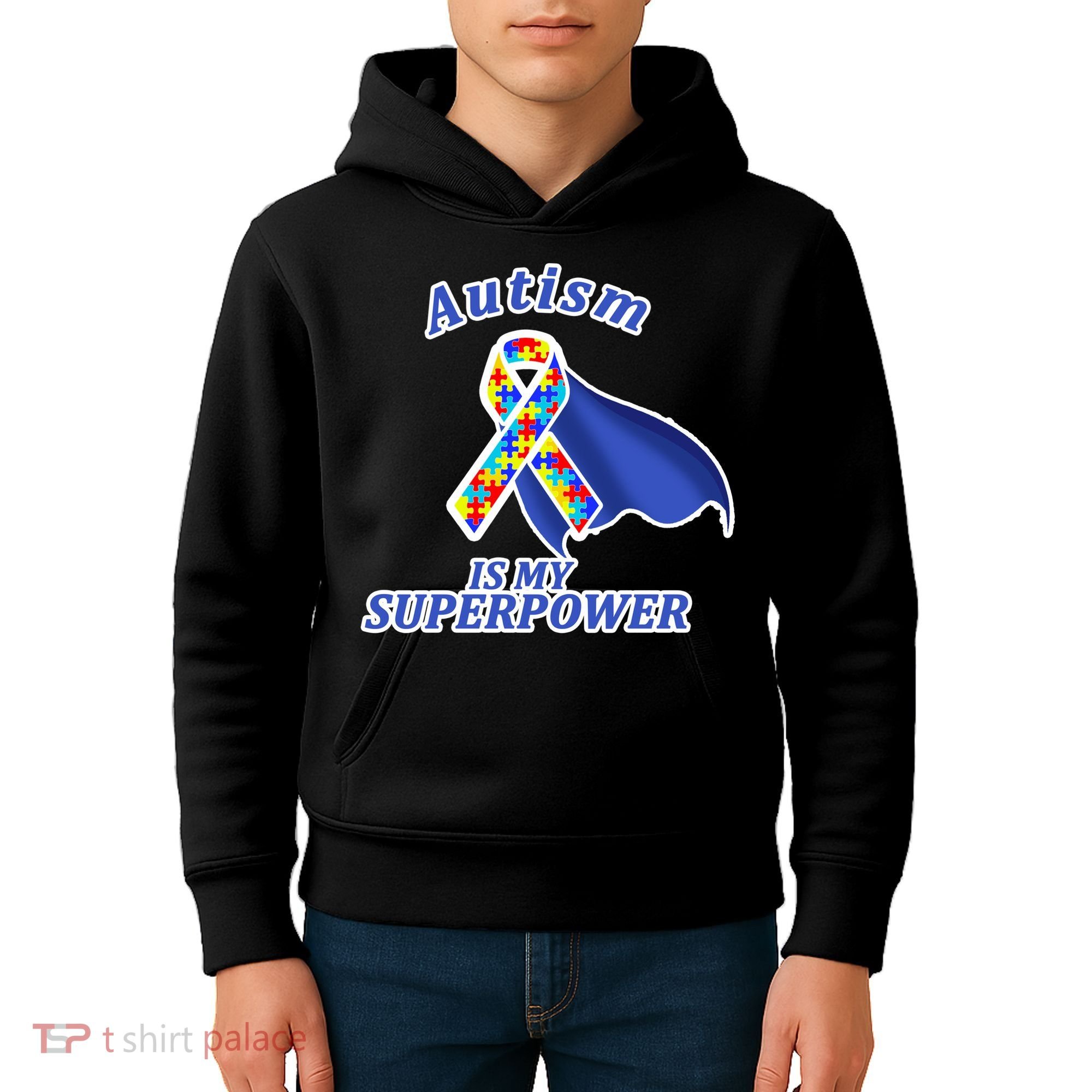 Autism Is My Superpower Super Hero Cape Kids Hoodie