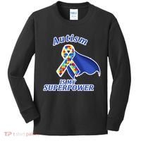Autism Is My Superpower Super Hero Cape Kids Long Sleeve Shirt thumb 0