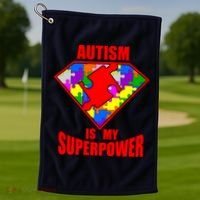 Autism Is My Superpower Superheo Golf Towel thumb 1