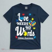Autism Love Needs No Words T-Shirt thumb 5