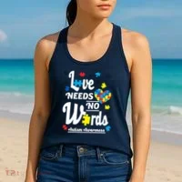 Autism Love Needs No Words Women's Tank Top thumb 2