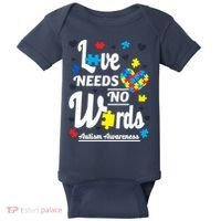 Autism Love Needs No Words Baby Bodysuit thumb 0