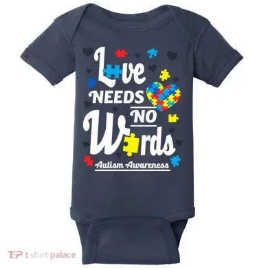Autism Love Needs No Words Baby Bodysuit