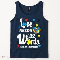Autism Love Needs No Words Tank Top thumb 2