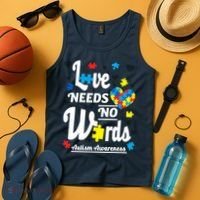 Autism Love Needs No Words Tank Top thumb 4