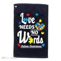 Autism Love Needs No Words Golf Towel thumb 0