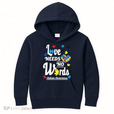 Autism Love Needs No Words Kids Hoodie