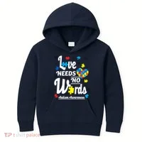 Autism Love Needs No Words Kids Hoodie thumb 0