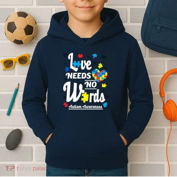 Autism Love Needs No Words Kids Hoodie