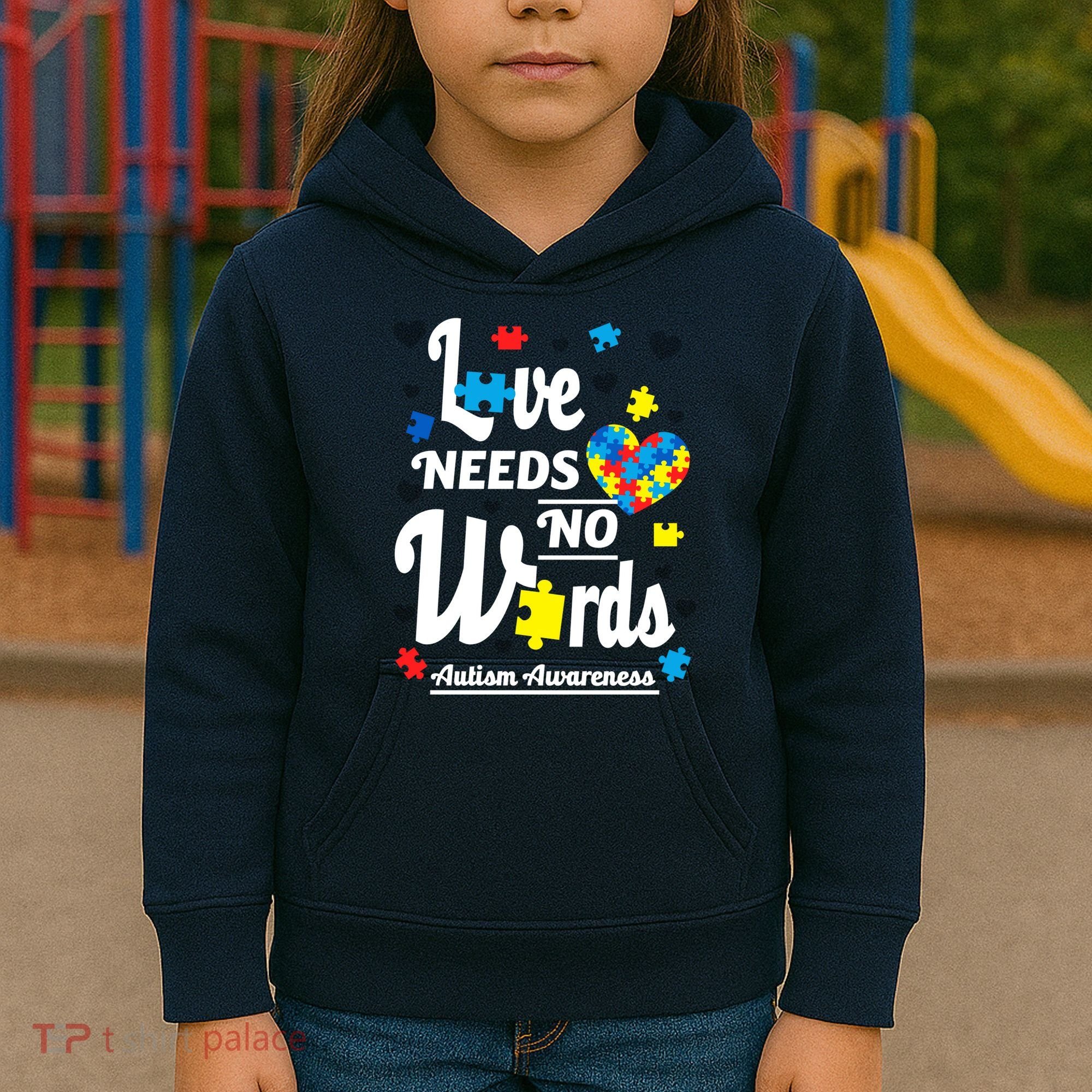 Autism Love Needs No Words Kids Hoodie