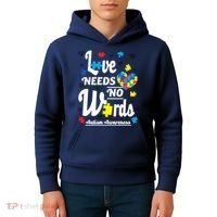 Autism Love Needs No Words Kids Hoodie thumb 4
