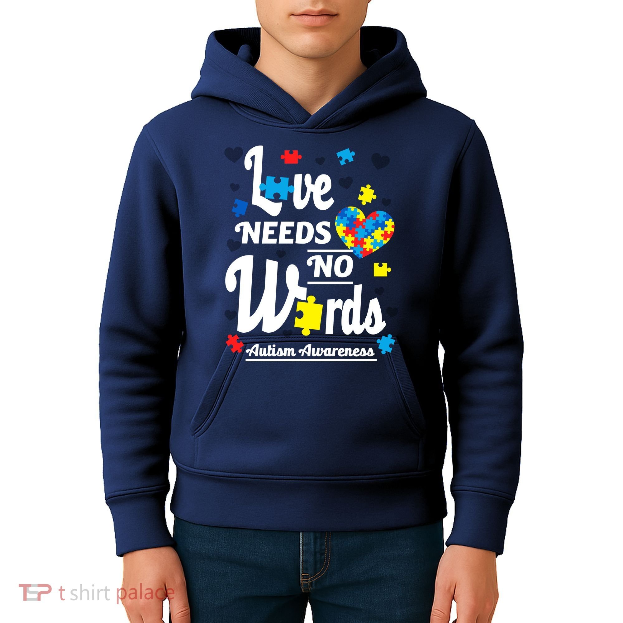 Autism Love Needs No Words Kids Hoodie