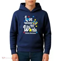 Autism Love Needs No Words Kids Hoodie thumb 4