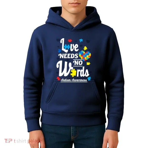 Autism Love Needs No Words Kids Hoodie